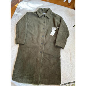 Carve Design's Women's Olive‎ Green Long Button-Up Fleece Coat L/XL